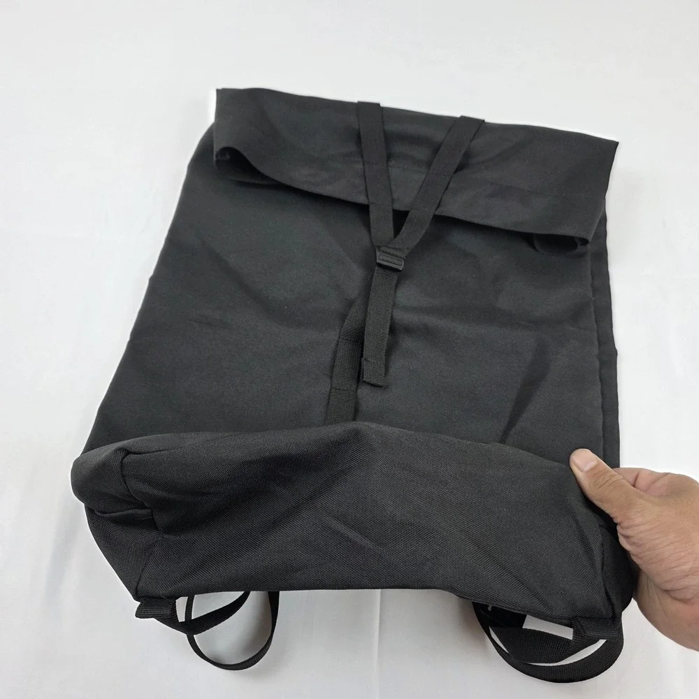 On Cloud Roll Top Backpack Black 18 Inch Soft Case Travel Men Daypack Polyester